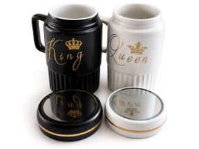 Парні чашки порцелянові King & Queen 450 мл з кришкою