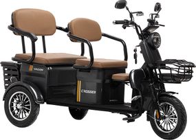 Электротрайк Crosser Vagon TR-4 1000W 72V 24Ah, трехколесный электроскутер 3 места до 60 км (черный)