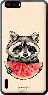 Чохол на Huawei Honor 6 Plus Єнотик з кавуном "4605u-179-2448"