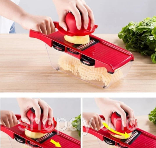Овочерізка - мультислайсер Mandoline Slicer 6 in 1 · Тертка – шатківниця для овочів та фруктів з контейнером | Зображення 1