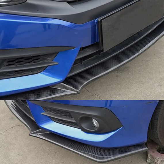 Накладка на передній бампер Lip (Карбон) для Honda Civic Sedan X 2016-2021 рр | Зображення 2