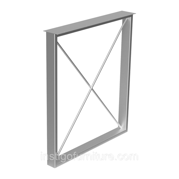 Опора ніжка для столу з металу 600×100mm, H=730mm (профільна труба: 60x20mm) Сірий | Зображення 1