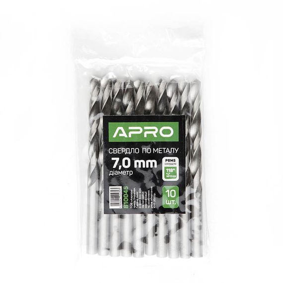 Свердло для металу HSS (P6M5) Ø 7.0 мм (пачка, кратність10 шт.) APRO 8100451 | Зображення 2
