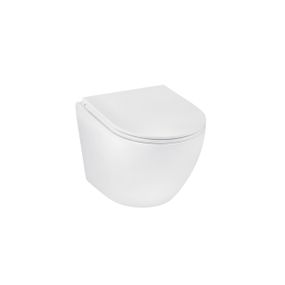 Унітаз підвісний безобідковий Kroner Harz WHI493736 RIMLESS з сидінням Slim Duroplast / Soft-close / Quick rel