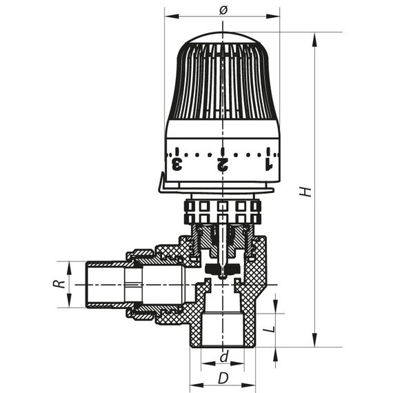 Кран термостатический с термоголовкой угловой 25x3/4 PPR Koer K0154.PRO (KP0196) | Зображення 1