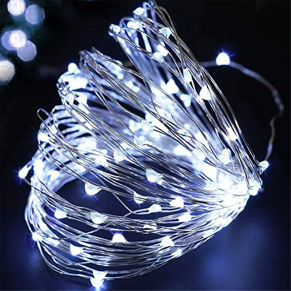 Гирлянда нить Роса от USB, 30м, 300LED + пульт, Холодный белый / Светодиодная новогодняя гирлянда | Зображення 3