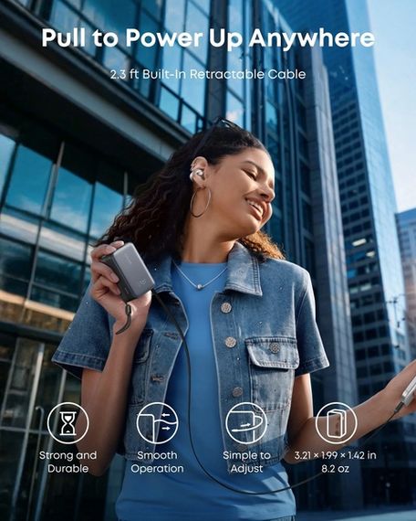 Портативний зарядний пристрій Anker Nano - 10000 mAh 45W Built-In USB-C Cable Black | Зображення 6
