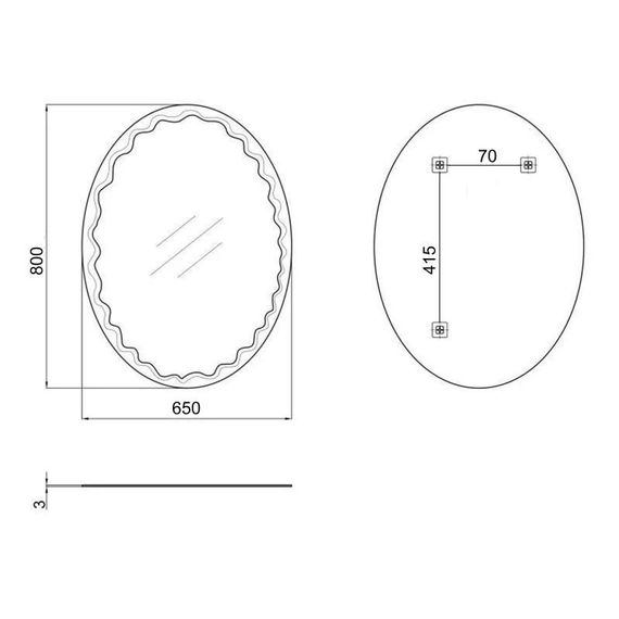 Дзеркало Lidz Latwa 140.07.11 (1) 650х800 настінне овальне з декором LD78LA6580 | Зображення 1