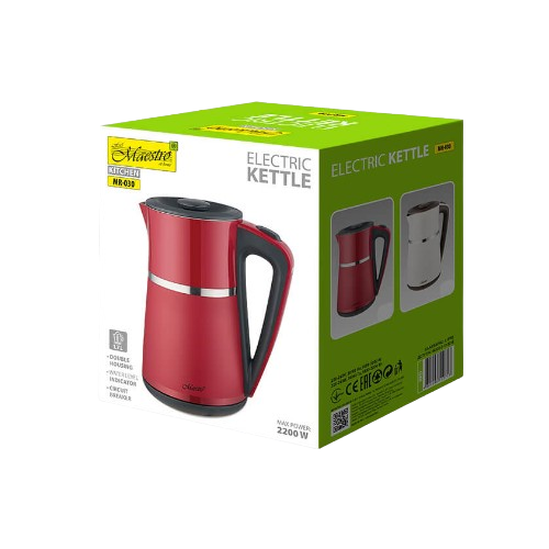 Електрочайник 1,7л 1500W метал (диск) червоний MR-030-RED Maestro | Зображення 1