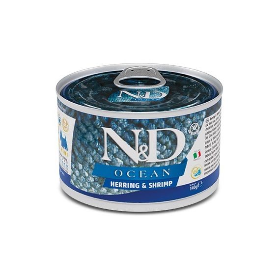 Влажный корм с сельдью и креветками для собак малых пород Farmina N&D Ocean Herring & Shrimp Adult Mini, 140 гр