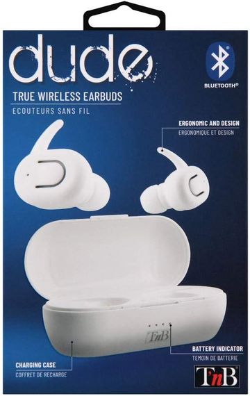 Бездротові вакуумні навушники T’nB Dude з Bluetooth 5.0, зарядним кейсом на 25 годин, ергономічний дизайн, білі | Зображення 4