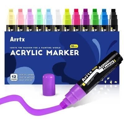 Художественный маркер Arrtx акриловые AACM-0510-12A, 12 цветов (LC303274)