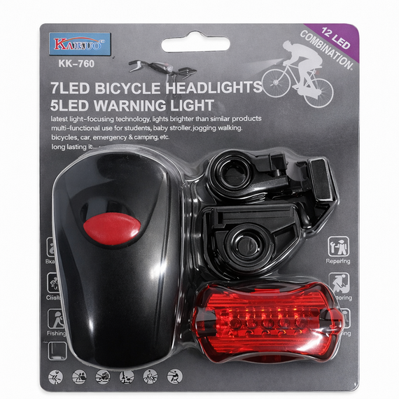 Велофара передняя + Задний стоп KK-760 | Комплект велосипедного света (7+5 LED / 5 режимов) | Зображення 3
