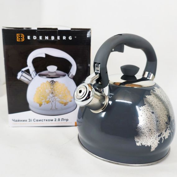Качественный металлический чайник Edenberg EB-1956 2л, Кухонный чайник с ручкой и свистком ZJ-27 | Зображення 4