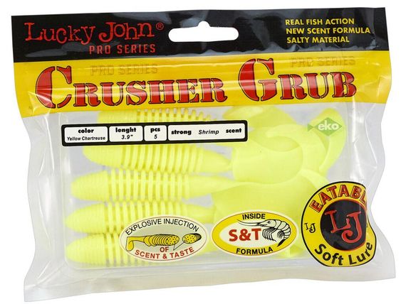 Твистеры съедобные искусственные LJ Лаки Джон Pro Series CRUSHER GRUB 3,9in (09.90)/S88 5шт. | Зображення 1