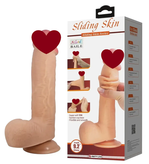 Фалоімітатор на присосці, з ефектом ковзної шкіри LyBaile - Sliding Skin 9,2'' Flesh, BW-008040LP Sex Aura
