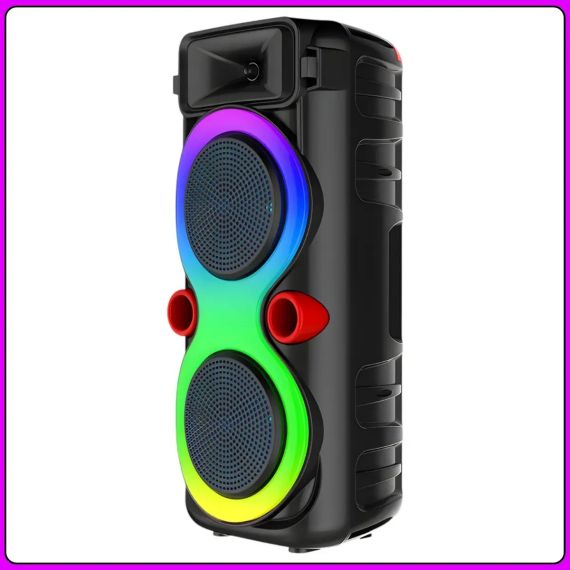 Портативна Bluetooth колонка 2х8" з дротовим мікрофоном і RGB підсвіткою ZQS8275 40W | Зображення 3