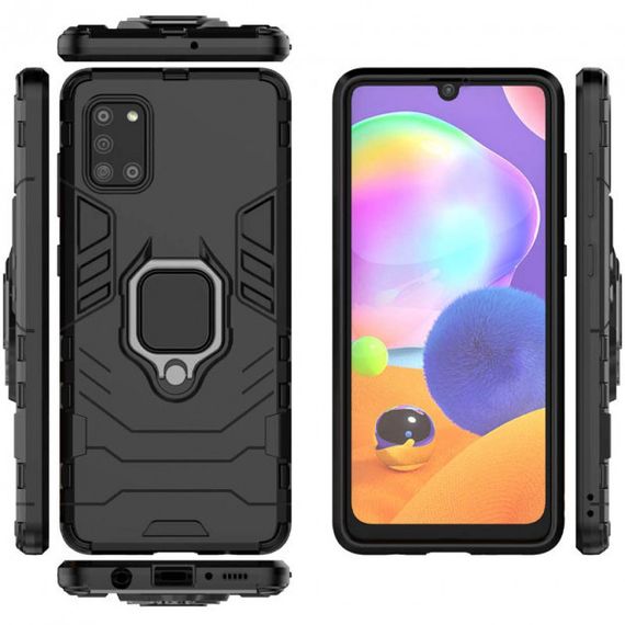 Ударопрочный чехол Transformer Ring for Magnet для Samsung Galaxy A31 Black | Зображення 2