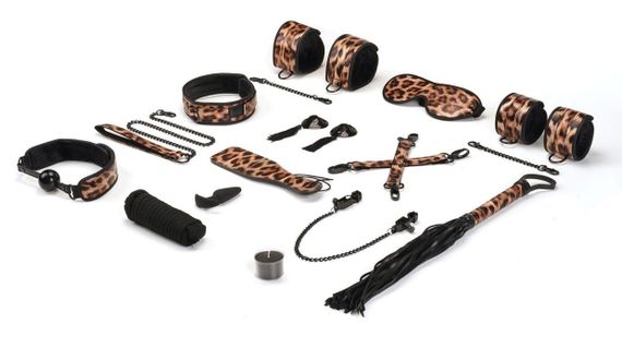 БДСМ-набір Liebe Seele Leopard Print 13pcs set, 13 предметів Sex Aura