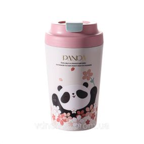 Термокружка Panda с фарфоровой колбой 380 мл Розовая HP-14-12P