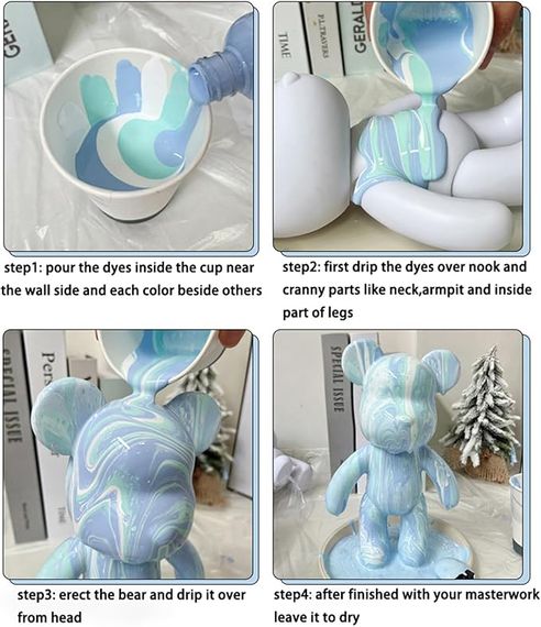 Флюидный мишка DIY Creative Fluid Bear с красками 3 шт / Набор раскраска для творчества медвежонок | Зображення 3