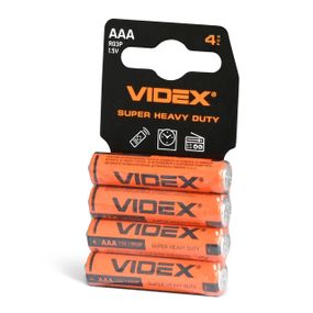 Батарейка сольова Videx R03P/AAA 4шт SHRINK CARD