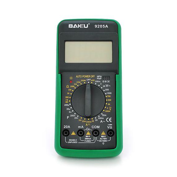 Мультиметр BAKKU BK-9205A Вимірювання: V DC, V AC, A DC, A AC, Ω, C, hFE, діод | Зображення 1