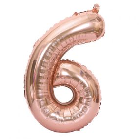 Фольгированная цифра 6 ("32)  розовая, 80 см