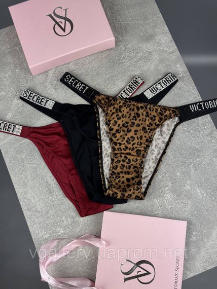 Женские слипи Victoria's Secret со стразами 3 шт набор, женские брифи Виктория Сикрет, стринги Виктория Сикрет 3 шт на выбор XL | Зображення 2