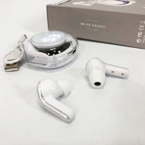 Бездротові навушники TWS T8 PRO з прозорим кейсом Вакуумний LED дисплей Bluetooth 5.3. Колір: білий | Зображення 9