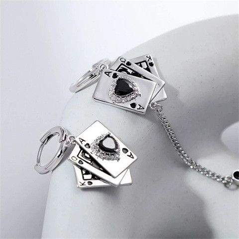 Сережки з гральними картами, сережки з камінцями, сережки карти, сережки з картами, сережки гральні карти, сережки з камінчиками | Зображення 1