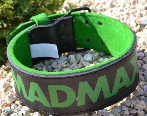Пояс для важкої атлетики MadMax MFB-302 Quick Release Belt  шкіряний Black/Green XL | Зображення 5