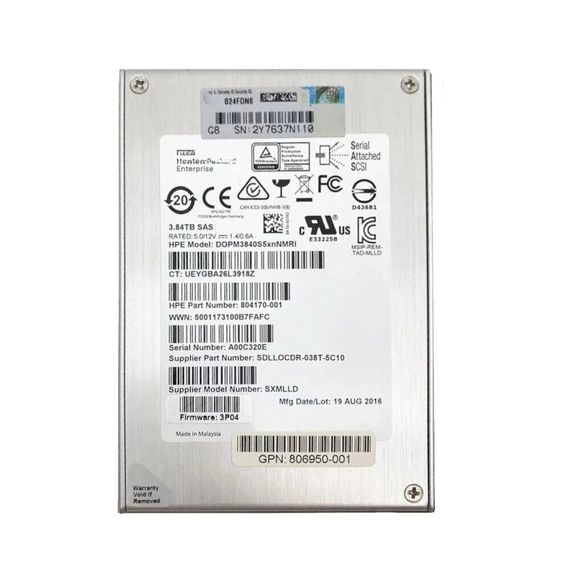 Твердотельный накопитель SSD Hewlett Packard Enterprise DOPM3840S5xnNMRI / 2.5" / 3840 GB / SAS / eMLC б/у