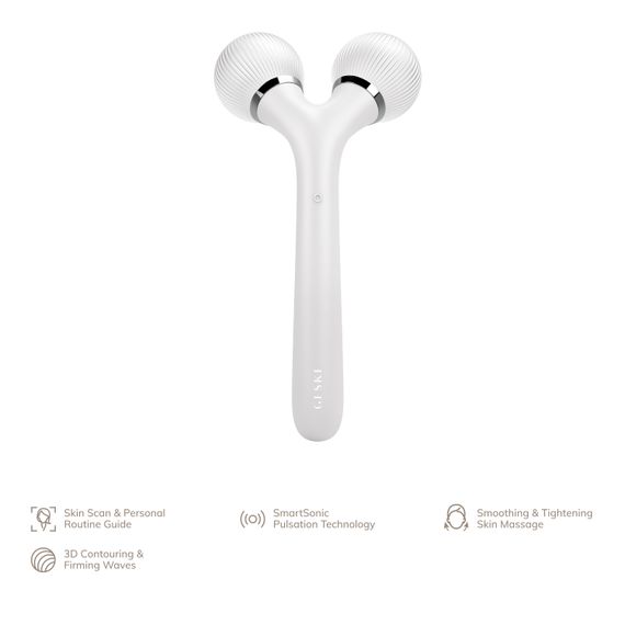 Електронний ультразвуковий ролик для обличчя та тіла GESKE Sonic Facial&Body Roller 4в1 white | Зображення 1