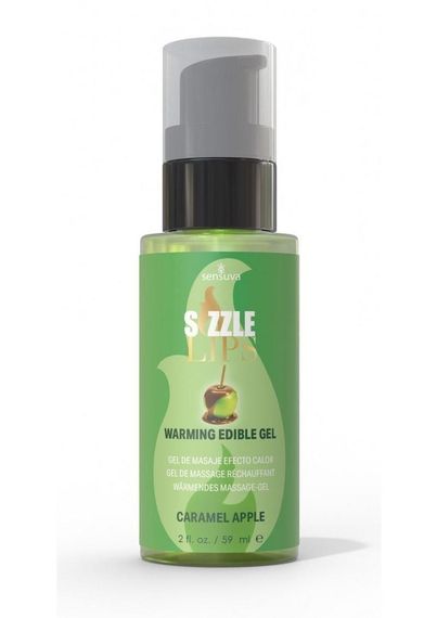 Зігрівальний масажний гель Sensuva Sizzle Lips Caramel Apple (59 мл), без цукру, їстівний Sex Aura