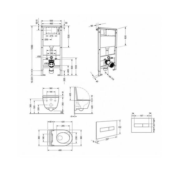Готовое решение Qtap для ванной комнаты: подвесной унитаз Swan Ultra Quiet 485x360x320 + комплект инсталляции Standard (линейная | Зображення 1