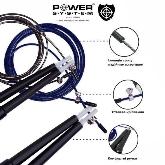 Скакалка швидкісна Power System PS-4033 Crossfit Jump Rope Blue (2,8m.) | Зображення 7