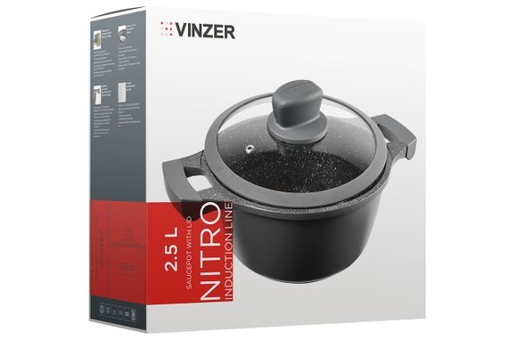 Кастрюля Vinzer Nitro Induction Line 50457, 2.5 л, 20 см, алюминиевая с крышкой и антипригарным покрытием | Зображення 2