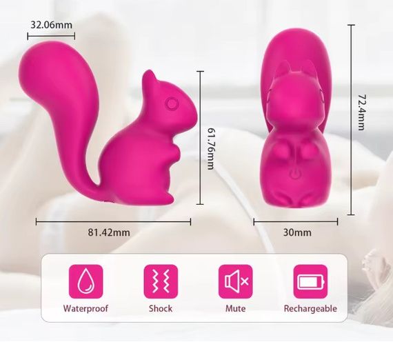 Міні-вібратор кліторальний Every Night Toys Debbie у формі білочки червоний, 10 режимів вібрації Sex Aura | Зображення 5