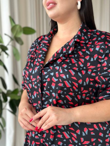 Шовкова сорочка на ґудзиках для дому PLUS SIZE | Зображення 5