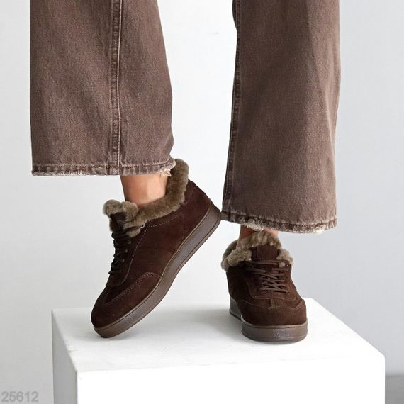 Шикарні зимові Шоколадні кросівки натуральна замша опушка цигейка | Зображення 9