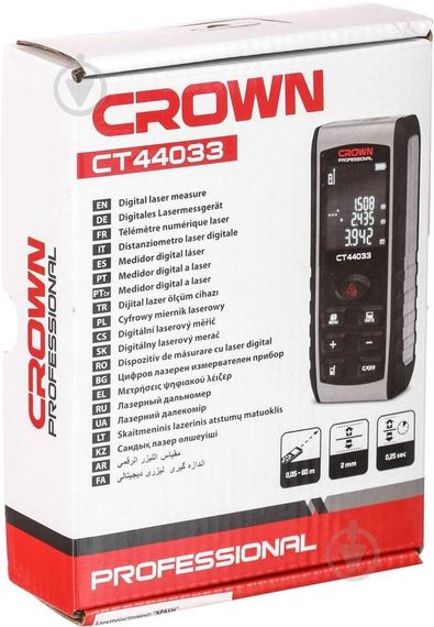 Електронна рулетка вимірювальна CROWN до 60 м з прорезиненим корпусом 0,107 кг (арт. CT44033) | Зображення 3