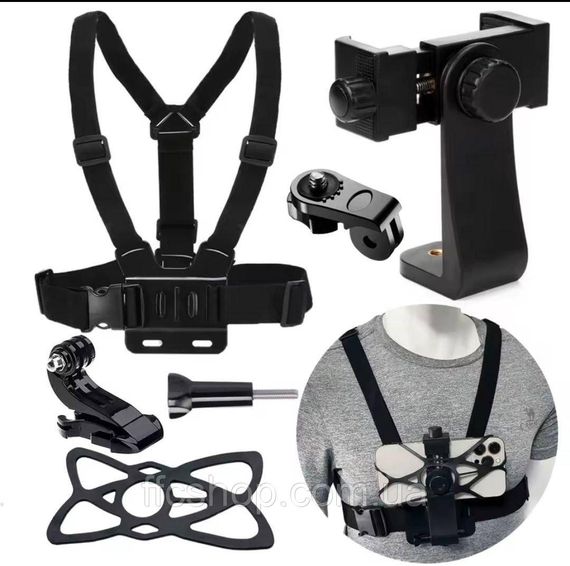 Кріплення на груди для телефона та екшн-камер GoPro поворотне зі страховкою (2609290426)