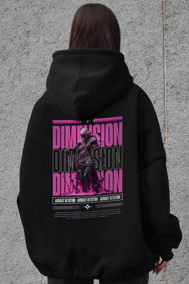 Оверсайз худі толстовка на флісі з капюшоном та принтом  Without Dimension Black | Зображення 4