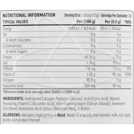 Хондропротектор (для спорту) Applied Nutrition Collagen 165 g /30 servings/ Strawberry Raspberry | Зображення 1