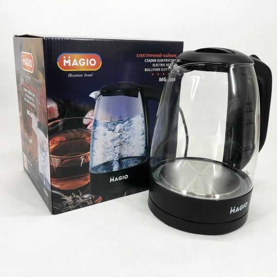 Електрочайник Magio MG-505, прозорий чайник з підсвічуванням, стильний електричний чайник | Зображення 6