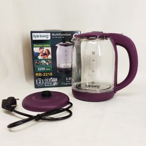 Стеклянный электрочайник для кухни Rainberg RB-2218 3200Вт 2л, Современный чайник с подсветкой FE-99