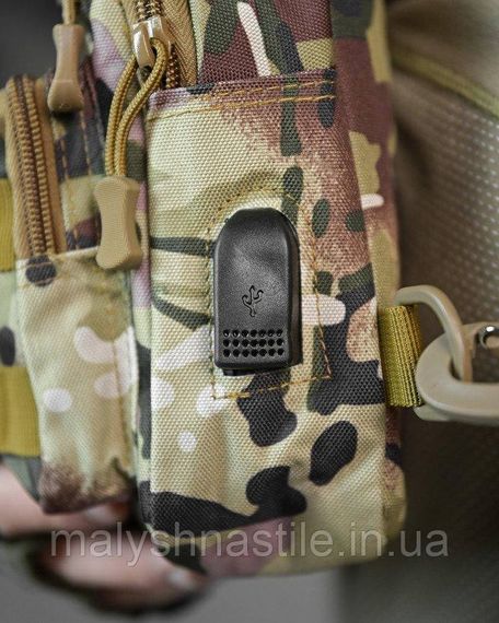 Армейская нагрудная сумка рюкзак с USB портом Защитник  мультикам ДЛ7538 | Зображення 4