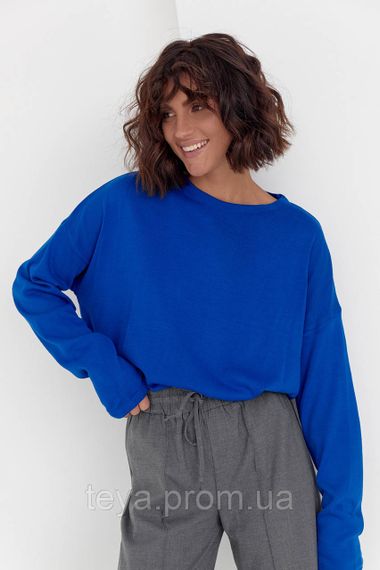 Жіночий однотонний джемпер oversize фасону колір синій FL_000532 | Зображення 5