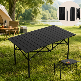 Чорний Стіл складний 120x55x50 см у чохлі / Туристичний розкладний компактний стіл